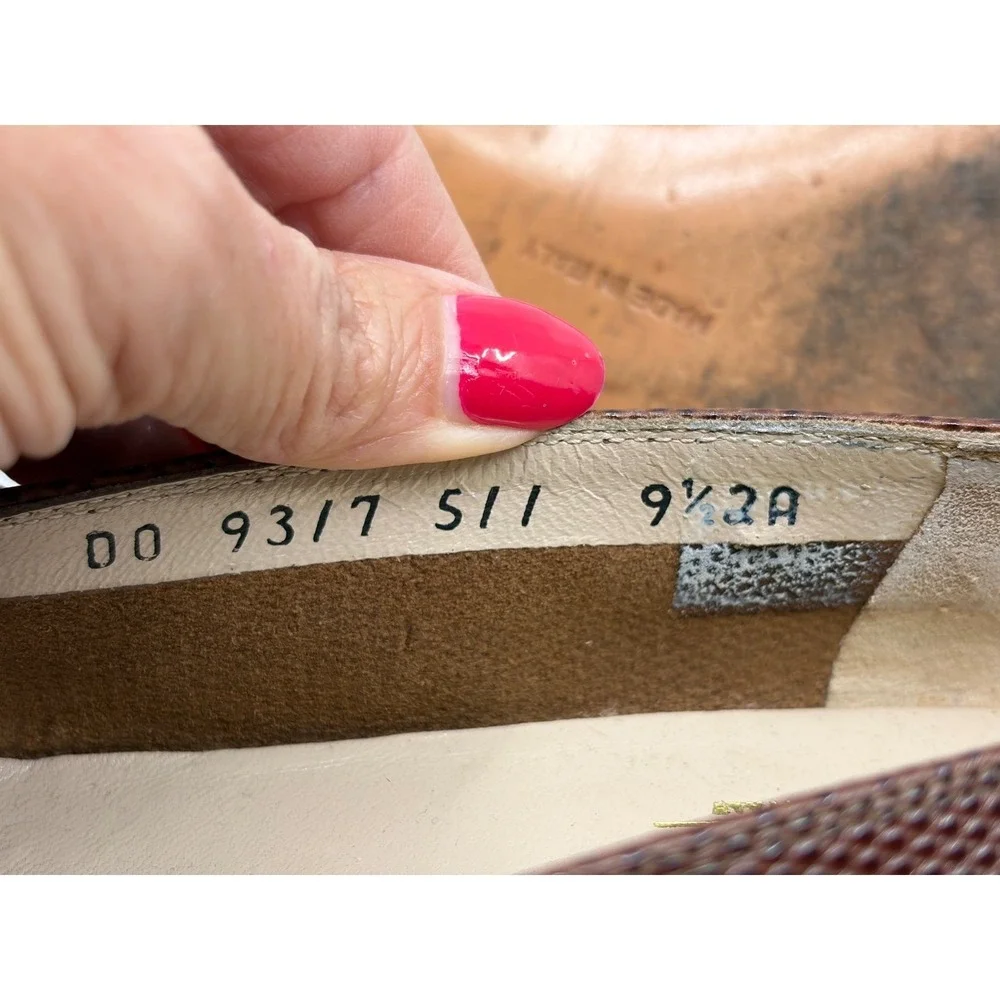 Salvatore Ferragamo Boutique Brown Lizard Embossed Leather‎ Loafers Size 9.5 2A